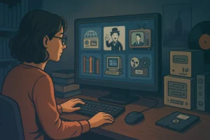 a girl looking information